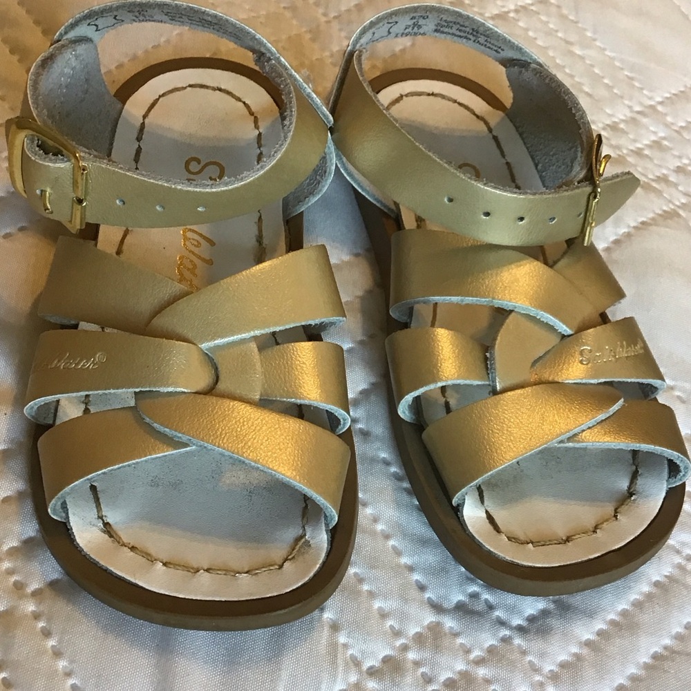 Salt Water Sandals by Hoy Metallic Gold Kids Strappy Sandals